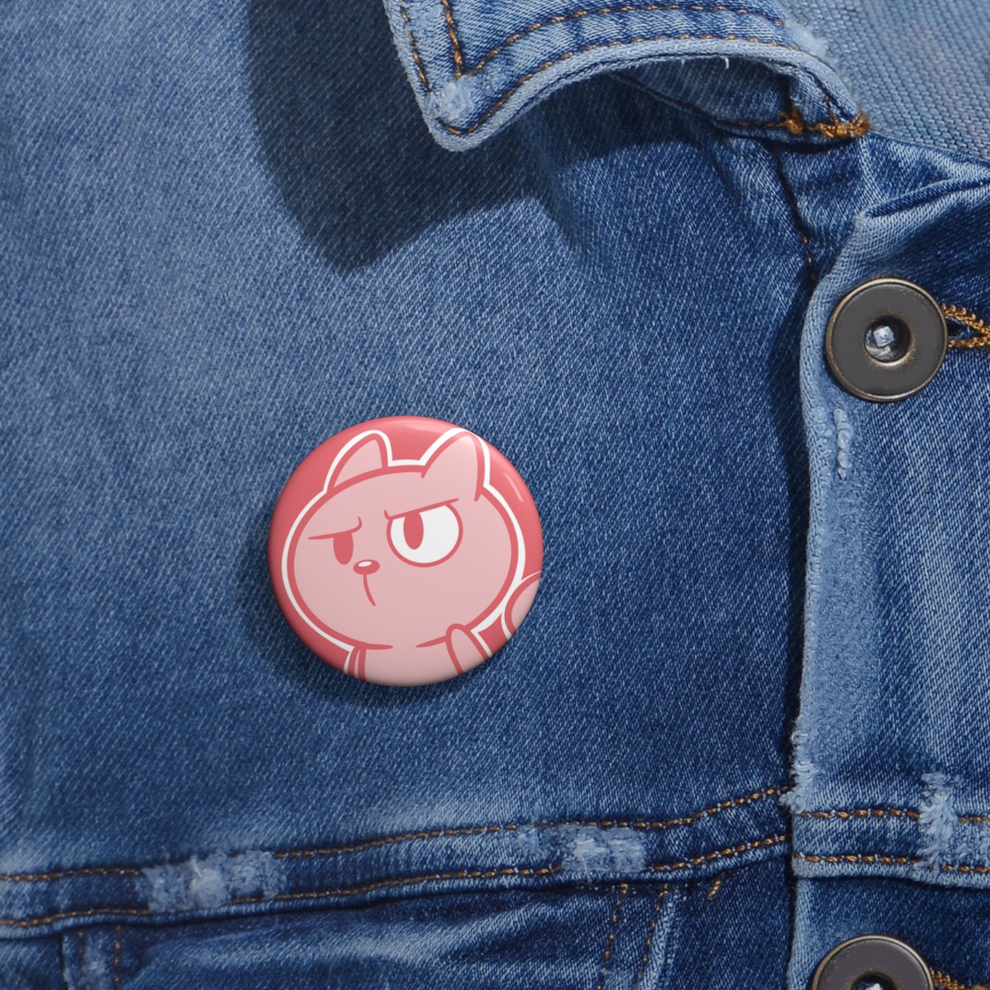 Priscella Ghost Cat Button