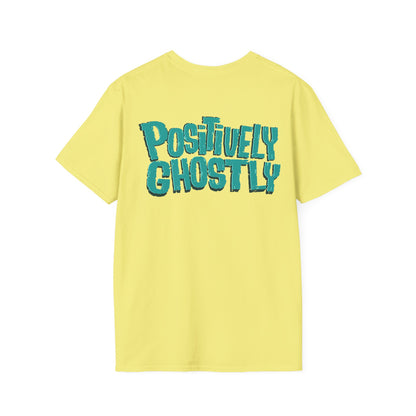 👻 Oliver the Ghost Tee – Head on Front + Positively Ghostly Logo on Back 👕